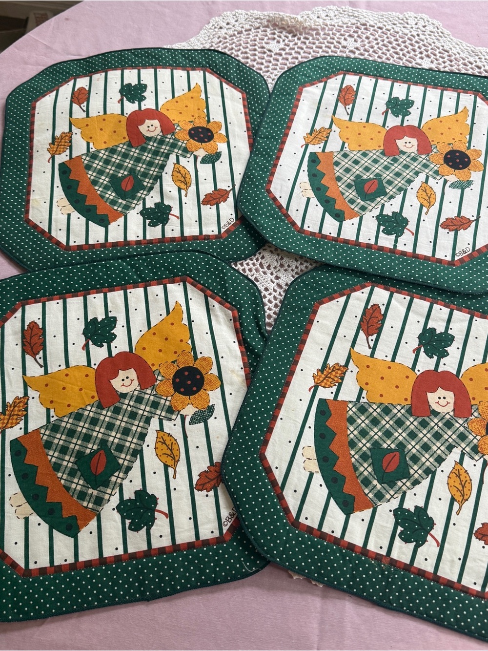 Vintage Cottagecore Angel Placemats Set of 4 Cottagecore Country Farmhouse